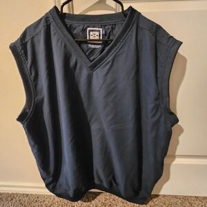 Vintage House of Scotland Golf Vest Mens Large Navy Blue Windbreaker Pullover